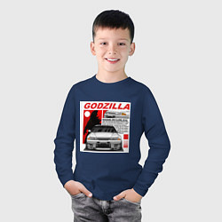 Лонгслив хлопковый детский Nissan Skyline, цвет: тёмно-синий — фото 2