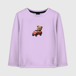 Лонгслив хлопковый детский Мишка на машинке, цвет: лаванда