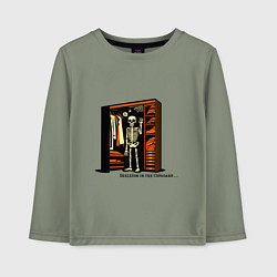 Лонгслив хлопковый детский Скелет в шкафу, цвет: авокадо