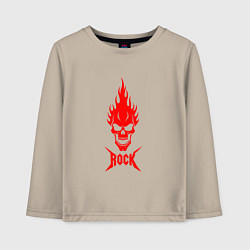 Лонгслив хлопковый детский Rock красный череп, цвет: миндальный