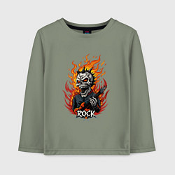 Детский лонгслив Скелет рок музыкант