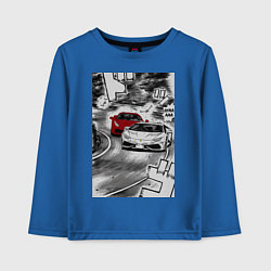Лонгслив хлопковый детский Lamborghini initial d, цвет: синий