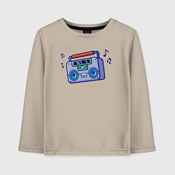Лонгслив хлопковый детский Музыкальный бумбокс, цвет: миндальный
