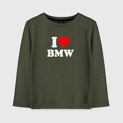 Лонгслив хлопковый детский I love my BMW, цвет: меланж-хаки