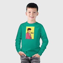 Лонгслив хлопковый детский J-hope Butter, цвет: зеленый — фото 2