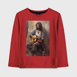 Лонгслив хлопковый детский Моряк гитарист, цвет: красный