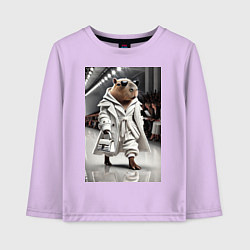 Детский лонгслив Модный капибара манекенщик - дефиле животных