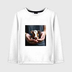 Детский лонгслив Красивая мини корова в руках