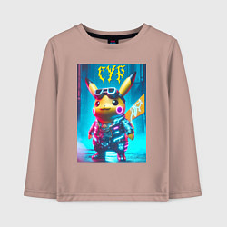 Лонгслив хлопковый детский Cyber Pikachu - ai art fantasy, цвет: пыльно-розовый