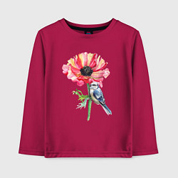 Лонгслив хлопковый детский Мак и лазоревка, цвет: маджента
