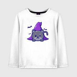 Лонгслив хлопковый детский Halloween kitty, цвет: белый