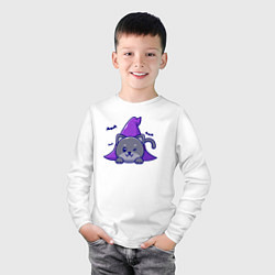 Лонгслив хлопковый детский Halloween kitty, цвет: белый — фото 2