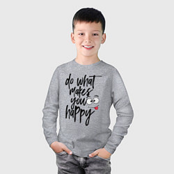 Лонгслив хлопковый детский Do what makes you happy, цвет: меланж — фото 2