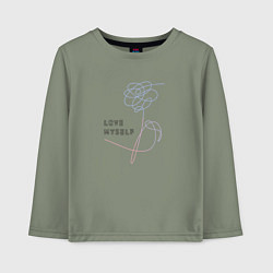 Лонгслив хлопковый детский BTS love myself, цвет: авокадо
