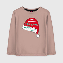 Детский лонгслив Шапка Санта Клауса - мы празднуем Рождество когда