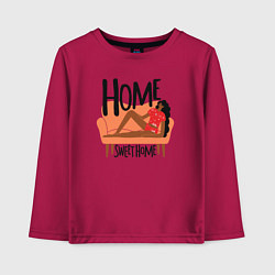 Лонгслив хлопковый детский Девушка дома, цвет: маджента