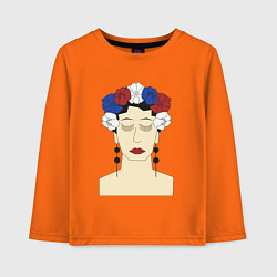 Детский лонгслив Женский портрет: девушка в венке триколор