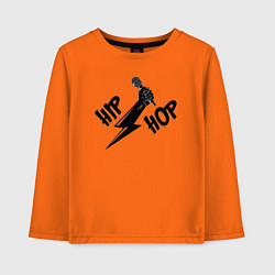 Лонгслив хлопковый детский Хип-хоп музыка, цвет: оранжевый