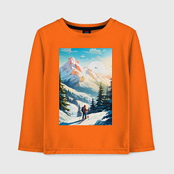 Детский лонгслив Лыжник в горах