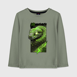 Лонгслив хлопковый детский Дважды удачливая змея, цвет: авокадо