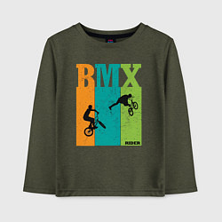 Лонгслив хлопковый детский BMX велосипед, цвет: меланж-хаки