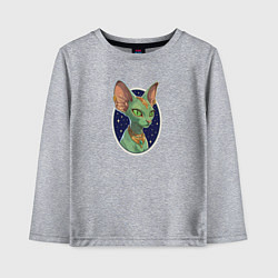 Лонгслив хлопковый детский Кот сфинкс на фоне звёздного неба, цвет: меланж