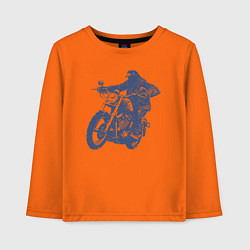 Лонгслив хлопковый детский Голубь на мотоцикле чоппере байкер, цвет: оранжевый