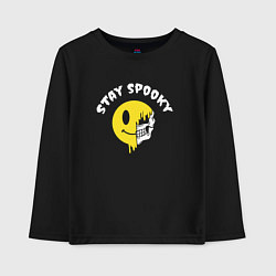 Лонгслив хлопковый детский Stay spooky смайл эмодзи, цвет: черный