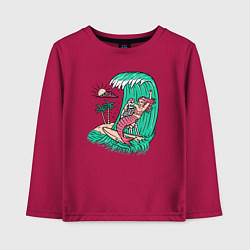 Лонгслив хлопковый детский Серфер и русалка, цвет: маджента