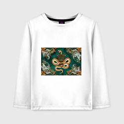 Лонгслив хлопковый детский Год зеленой змеи 25, цвет: белый