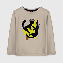 Детский лонгслив Черные коты на елке