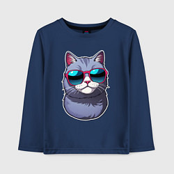 Детский лонгслив Модный летний кот в солнечных очках