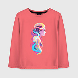 Детский лонгслив Радужный профиль девушки