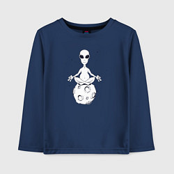 Лонгслив хлопковый детский Йога инопланетянин, цвет: тёмно-синий