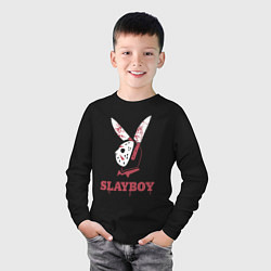 Лонгслив хлопковый детский Slayboy, цвет: черный — фото 2