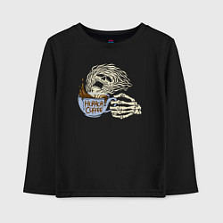 Лонгслив хлопковый детский Horror coffee, цвет: черный