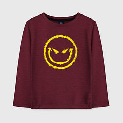 Лонгслив хлопковый детский Evil smile, цвет: меланж-бордовый