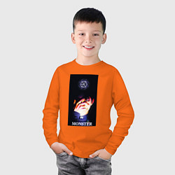 Лонгслив хлопковый детский Exo monster, цвет: оранжевый — фото 2