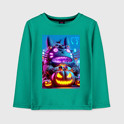 Лонгслив хлопковый детский Cyber Totoro - neon glow, цвет: зеленый