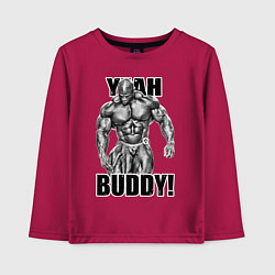 Лонгслив хлопковый детский Ronnie Coleman- yeah buddy, цвет: маджента