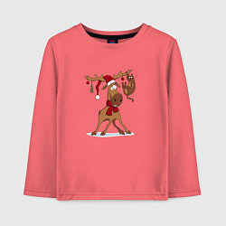 Детский лонгслив Новогодний олень с котиком