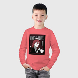Лонгслив хлопковый детский Человек-бензопила Angel Devil, цвет: коралловый — фото 2