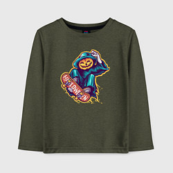 Лонгслив хлопковый детский Halloween skater, цвет: меланж-хаки