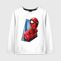 Лонгслив хлопковый детский Человек-паук и город, цвет: белый