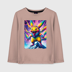 Лонгслив хлопковый детский Дикий горный Пикачу - нейроарт, цвет: пыльно-розовый