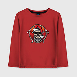 Лонгслив хлопковый детский Skull Santa, цвет: красный