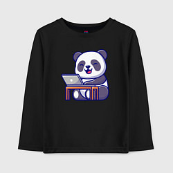Детский лонгслив Весёлая панда с ноутбуком