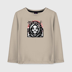 Лонгслив хлопковый детский Смешная смерть в капюшоне, цвет: миндальный