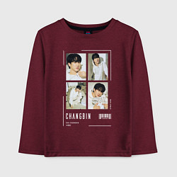 Лонгслив хлопковый детский Changbin stray kids cute, цвет: меланж-бордовый