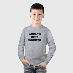 Лонгслив хлопковый детский Worlds best engineer, цвет: меланж — фото 2